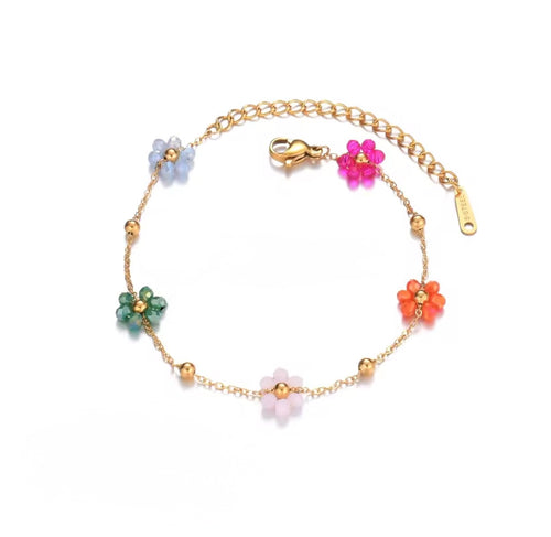 Bracelet en acier inoxydable petites fleurs